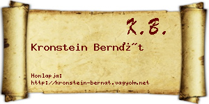 Kronstein Bernát névjegykártya